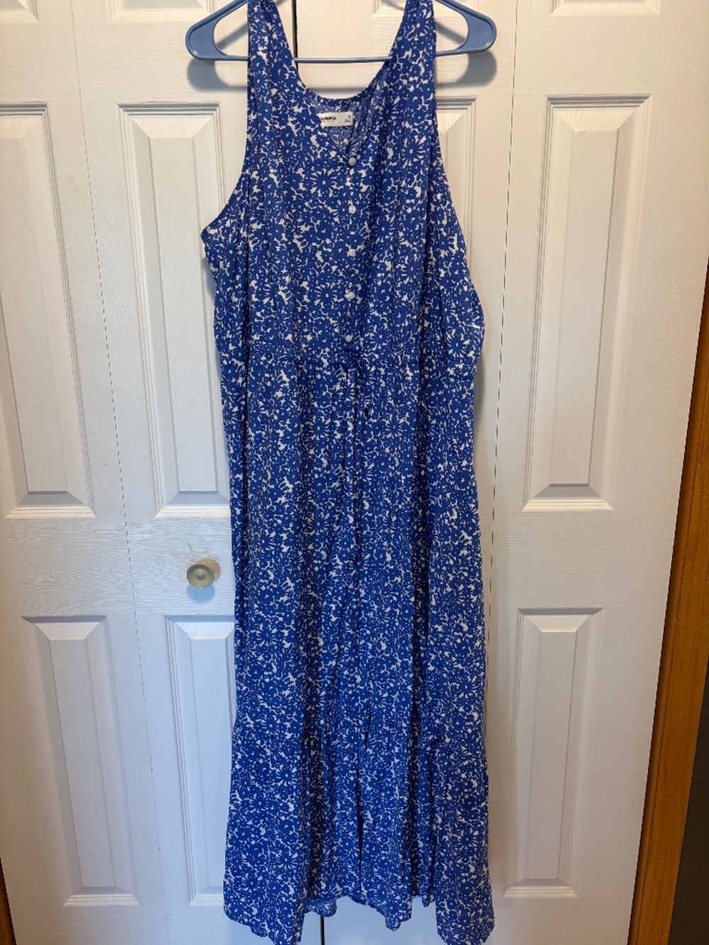 Sonoma Women’s 3X Blue White Floral Button Front Maxi Dress